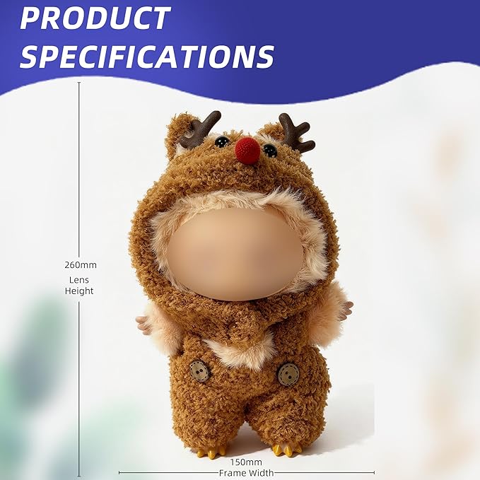 Doll Outfit 17cm (6.69in) or 15cm (5.91in) Dolls(NO Doll) for Labubu Clothes Outfit with Accessories Christmas Reindeer Stylish Dress Up Suit Set for Labubu