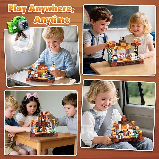 60 PCS Magnetic Blocks with Metal Box, 0.8in Mini Magnetic Building Cubes STEM Toys for Kids Ages 3+, Battle Stage Building Set, Educational Travel Toy for Boys and Girls, Easter Birthday Gifts