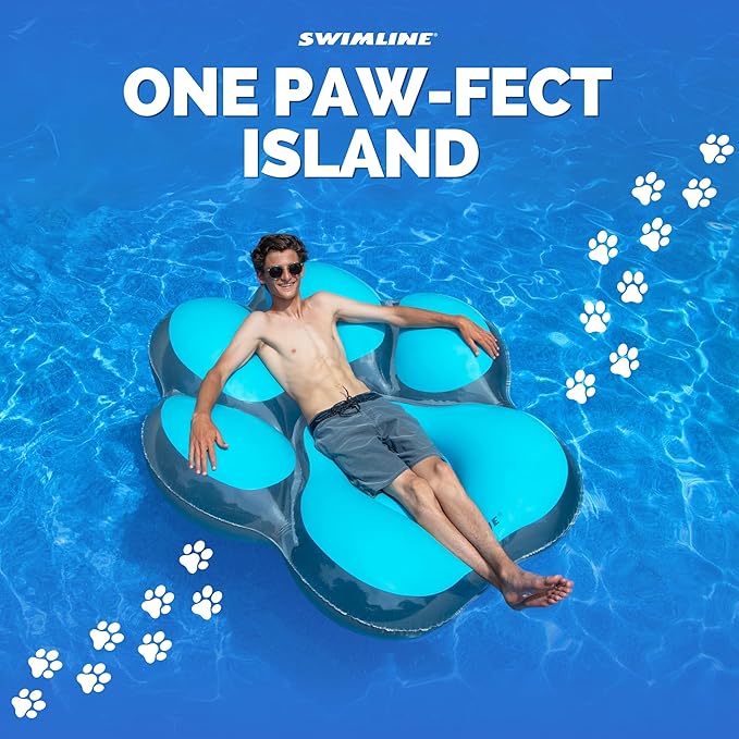 SWIMLINE Original Pet Pawprint Pool Float – Durable Vinyl Lounger for Adults & Teens – Fun Pool Float for Lake, Beach, or Backyard – Easy to Inflate and Store