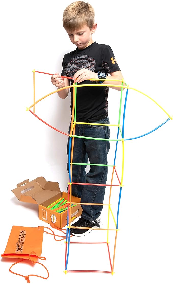 RAINBOW TOYFROG Straw Constructor Toys Stem Building Toys - 300 Pcs Connectors Toy Building Sets Kids Toys for Boys & Girls - Straw Building Set Engineering Kit - Autism Toy STEM Games