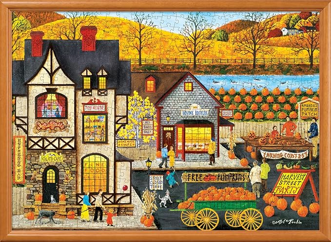 MasterPieces - 500 Piece Jigsaw Puzzle, Large EZ Grip Shapes, Harvest Street Party, Fun for Adults, Seniors, Family, Kids, 19.25" x 26.75"