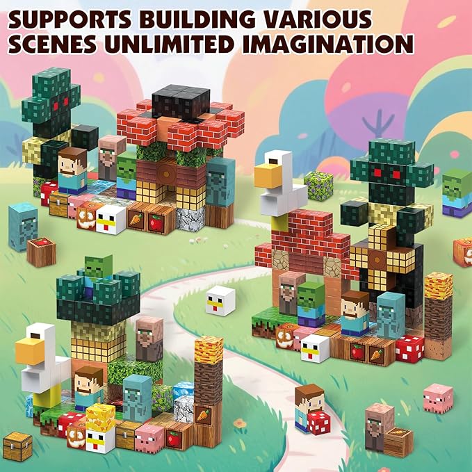 Magnetic Blocks - 100 PCS Magnetic Building Blocks, 0.8 inch Magnet Cubes Stacking Construction Toys for Kids Age 3+, STEM Building Set Birthday Gifts for Boys Girls