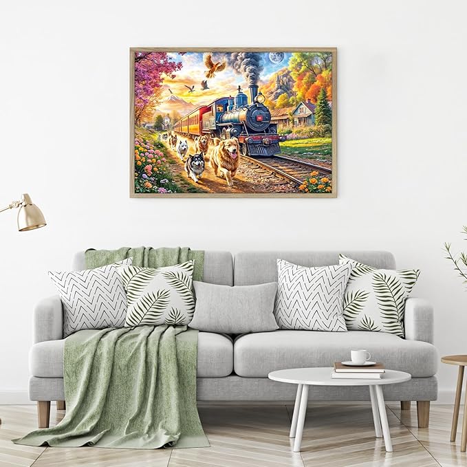 Jigsaw Puzzles for Adults 1000 Pieces, Interlock Perfectly No Dust, Impossible Difficult Hard Fun 1000 Piece Jigsaw Puzzles for Adults-1:1 Poster-Happy Train