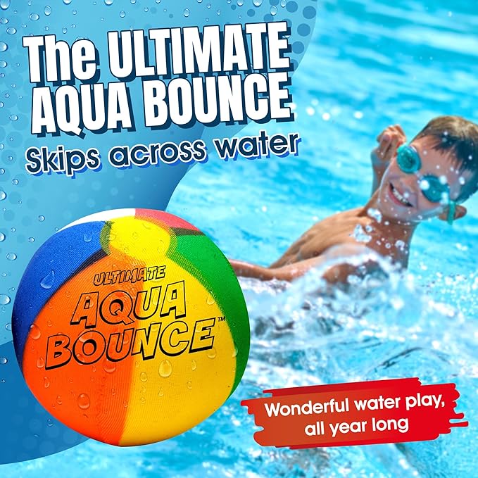 Activ Life Ultimate 2 Pack Larger 3” Water Skip Balls - Bouncing Balls for Swimming Pool & Beach Fun - Designs Include Baseball, Basketball, Volleyball, and Tennis for Kids, Friends, and Family