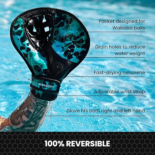 Waboba Catch Water Glove Pro Water Bouncing Ball Set - for Beach Games & Swimming Pool Toys – Baseball Style Mitt for Catching Water Balls – One Size Ambidextrous Design