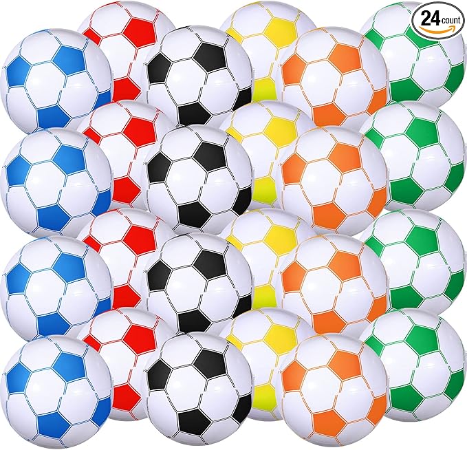 Chivao Inflatable Soccer Beach Balls 16 Inch Beach Balls Bulk Soccer Party Favors Summer Swimming Pool Games for Sports Outdoor Activity Party Decoration Supplies