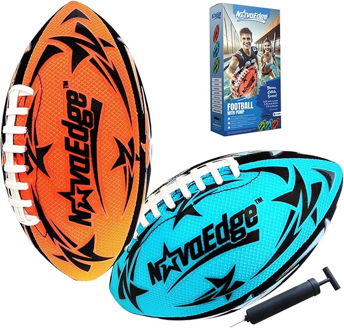 Hydro Water Football - 9.25-Inch Mesh Outer with Rubber Bladder | for All Ages - Pool, Lake, Beach Play | Textured Grip with Real Laces | Includes Pump | Choose 1 or 2 Ball Pack