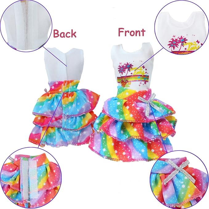 5 Sets Fashion Doll Clothes Dresses Tops and Pants for 11.5 inch Girl Doll Outfits Random Styles Doll Accessories