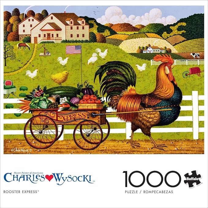 Buffalo Games - Charles Wysocki - Rooster Express - 1000 Piece Jigsaw Puzzle For Adults -Challenging Puzzle Perfect for Game Nights - Finished Size is 26.75 x 19.75