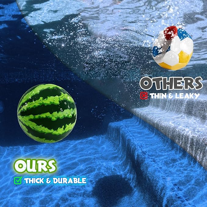 Underwater Pool Ball Game – 2 Pack 9" Water Ball Toy for Kids, Teens, Pool Sports Game for Water Football & Basketball, Dribble & Pass, Summer Family Outdoor Backyard Pool Parties