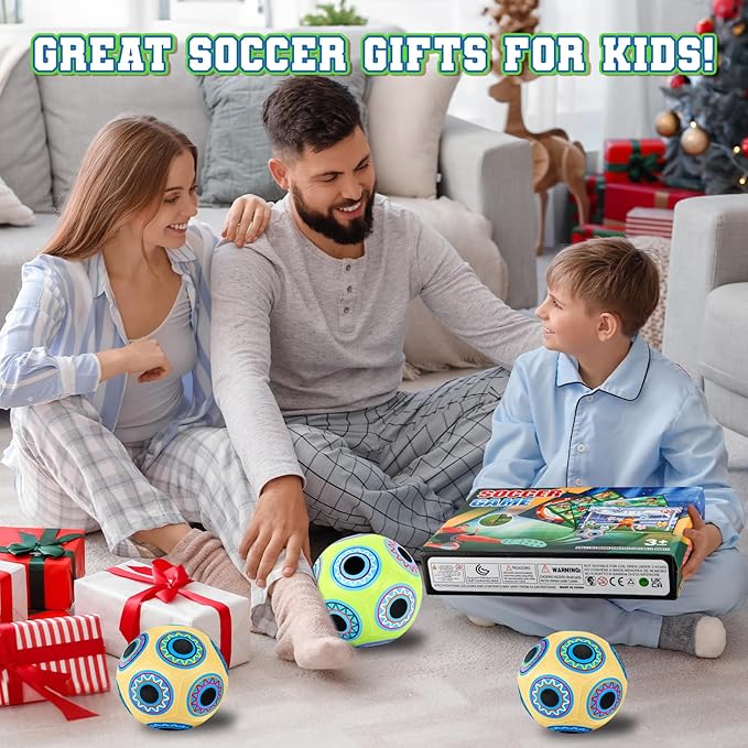 Soccer Ball Game Toy Set for Kids Ages 3-12,Soccer Goal Tapestry Target with 3 Sticky Soccer Balls, Indoor and Outdoor Soccer Shooting Training Toys for Boys Soccer Birthday