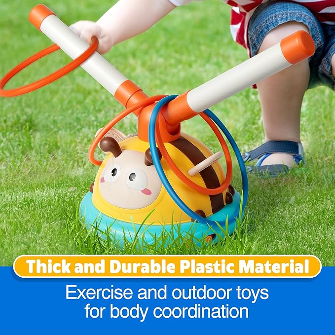 2-in-1 Musical Jump and Toss Ring Game Toy, Indoor and Outside Jump Toy for Kids Ages 4-8 and Toddler 1-3, 3-5, Christmas Boys and Girls Birthday Gift w/4 Speeds and Remote Control