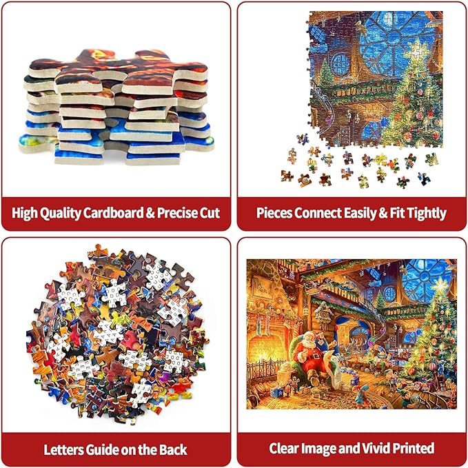 1000 Piece Christmas Puzzle for Adults Christmas Puzzle 1000 Pieces Santa Claus Puzzles Santa's House Oil Painting Puzzles Christmas Jigsaw Puzzle 1000 Pieces for Adults Teens Kids Challenging Gift