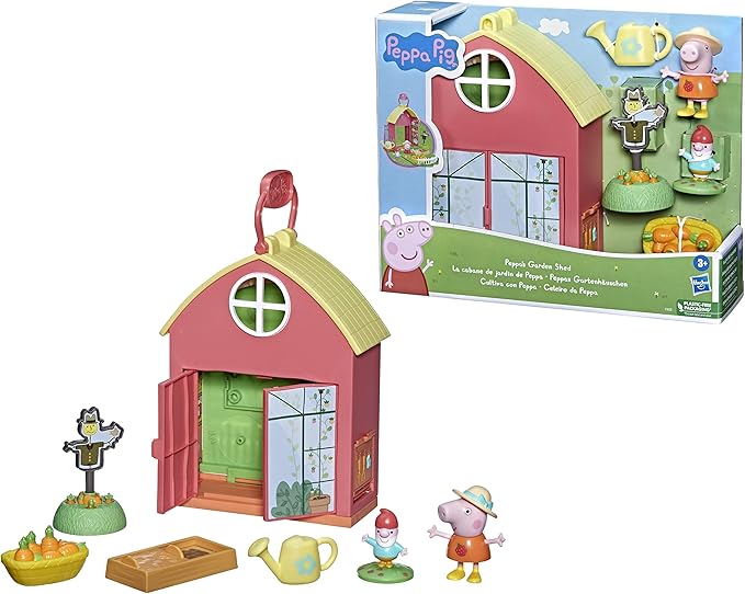 Peppa Pig Peppa's Adventures Peppas F36585L0 Garden Shed Play Set Includes 1 Figure, 5 Accessories, with Carry Handle for Travel, Suitable for Ages 3 and Above