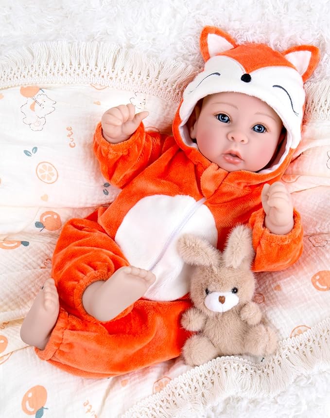 Aori Baby Dolls Lifelike 17 Inches - Realistic Baby Girl Doll Set with Feeding Toy Kit That Look Real, Nice Companion Gift Set for Kids, Grand-Parents, Collection