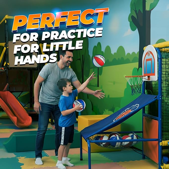 Size 3 Mini Basketballs (3 Pack) - 7-Inch Junior Rubber Basketball Set - Youth Beginner Kids Basketballs for Backyard Pool Parties, Arcade Games, Practice