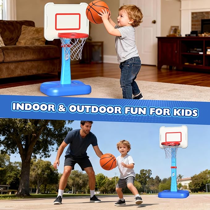 Toddler Basketball Hoop Indoor for Age 1 2 3, Adjustable Kids Basketball Hoop, Mini Basketball Hoop with 3 Balls for Outdoor Poolside, Christmas Birthday Sport Toys Gifts for Baby Boys Girls Age 1-3