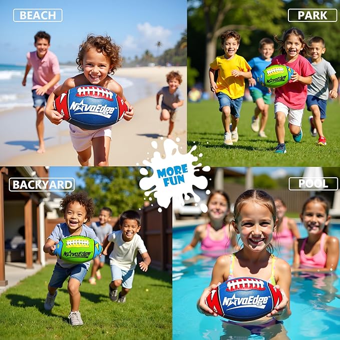 8.5-Inch All-Weather Football for Kids | Land & Water Play on Lawn, Playground, Pool, Beach | Waterproof with Grips & Laces | Includes Pump | Choose 1 or 2 Ball Pack