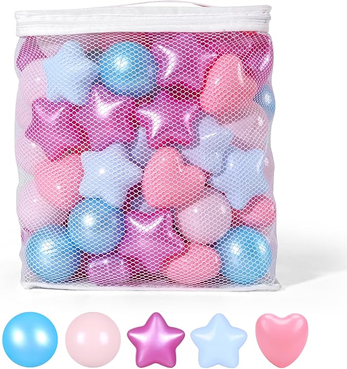 STARBOLO Star Ball Pit Balls for Kids - Mixed Star Balls Crush Proof Play Plastic Balls for Ball Pit Soft Plastic Pool Ball for Kids Birthday Party Phthalate Free BPA Free Non-Toxic Indoor Outdoor.