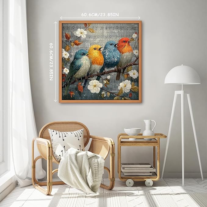 Bird Puzzles for Adults 1000 Pieces, Nature Puzzle with Flowers, Songbirds on Tree Branch Scene Landscape Jigsaw Puzzles, Challenging Puzzles for Adults
