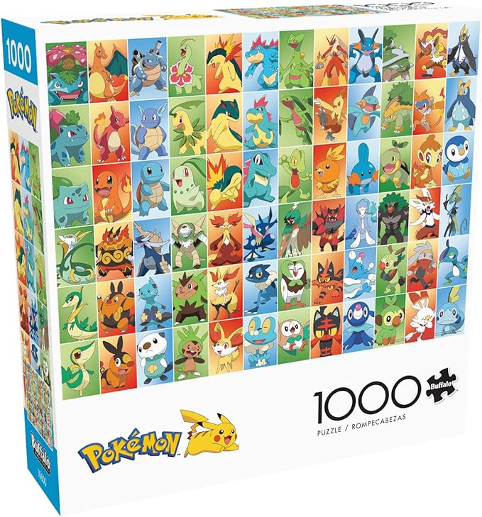 Buffalo Games - Pokémon - First Partners Squares - 1000 Piece Jigsaw Puzzle for Adults Challenging Puzzle Perfect for Game Nights - Finished Puzzle Size is 26.75 x 19.75