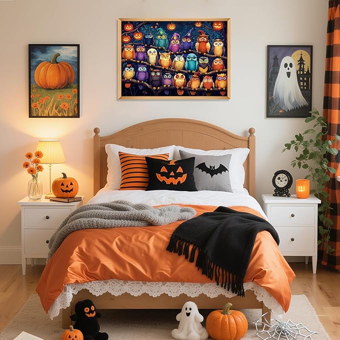 Halloween Owls Family Puzzles - Puzzles for Adults 1000 Piece - Challenging Puzzle Perfect for Game Nights Family Decoration Puzzle