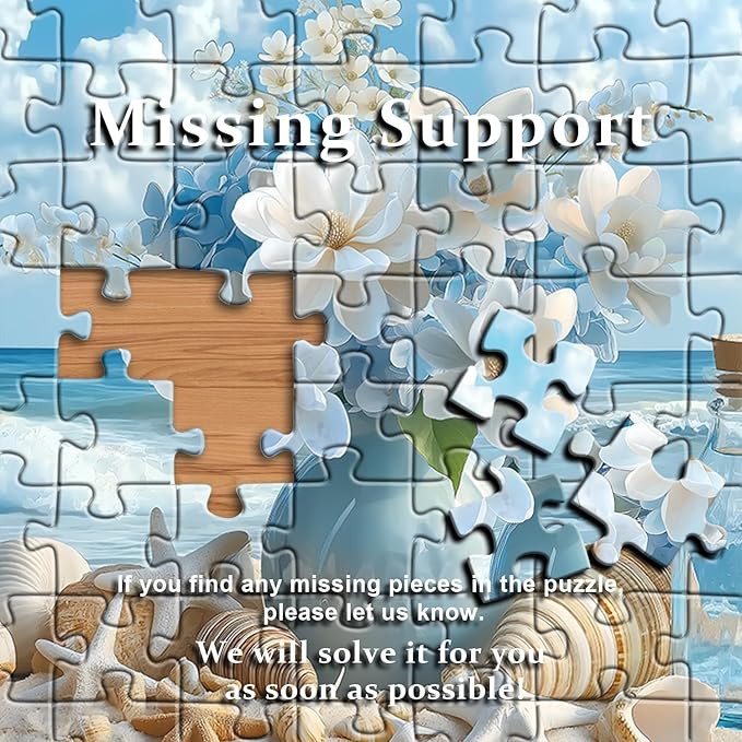PICKFORU Beach Puzzles for Adults 1000 Pieces, Summer Ocean Flower Jigsaw Puzzle, Shell Starfish Marine Themed Challenging for Adults