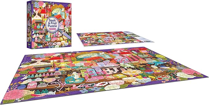 RoseArt - Seek & Find - Paris Perfume Shop - 1000 Piece Jigsaw Puzzle for Adults, Hidden Object Puzzle, Elegant Boutique Scene, Premium Puzzle with Bonus Poster