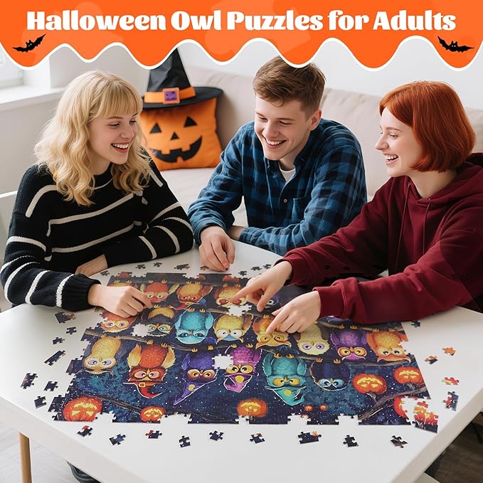 Halloween Owls Family Puzzles - Puzzles for Adults 1000 Piece - Challenging Puzzle Perfect for Game Nights Family Decoration Puzzle