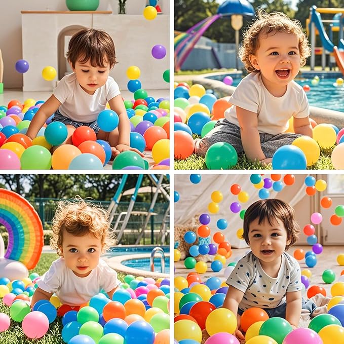 PlayMaty Colorful Pit Balls 2.1-inch Plastic Ocean Ball Crush Proof Stress Balls for Kids Pool Ball Playhouse Pit Accessories