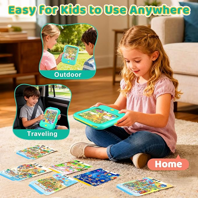 Kids Learning Tablet Bilingual, Educational Learning Toys for Toddlers 3-5 Year Olds, with 2000+ Words and Games, Autism Sensory and Speech Therapy Toys, 3 4 5 6 Year Old Boy Girl Birthday Gift(Green)