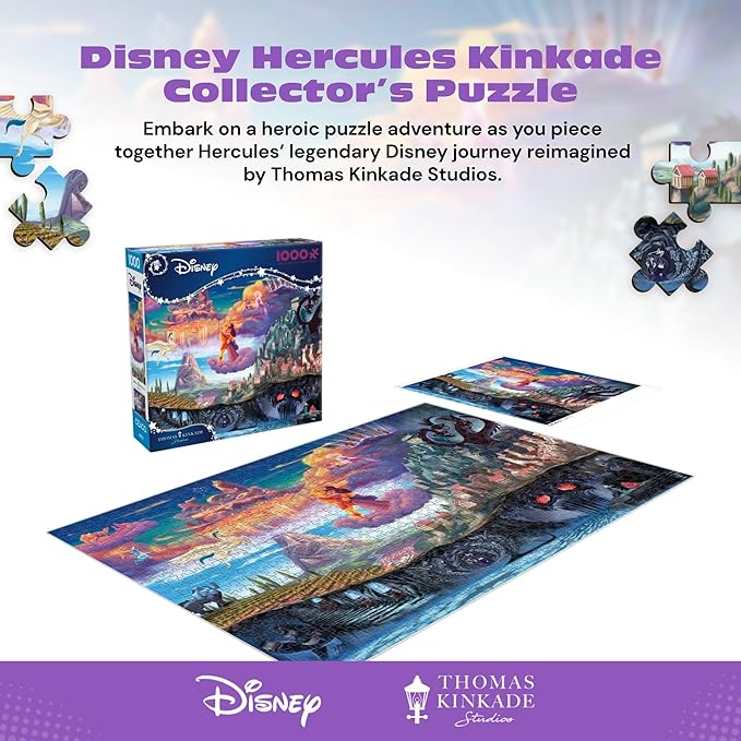 Ceaco Thomas Kinkade Puzzles – Disney’s Hercules 1000 Piece Jigsaw Puzzle, Disney Puzzle for Adults with Premium Board & Poster