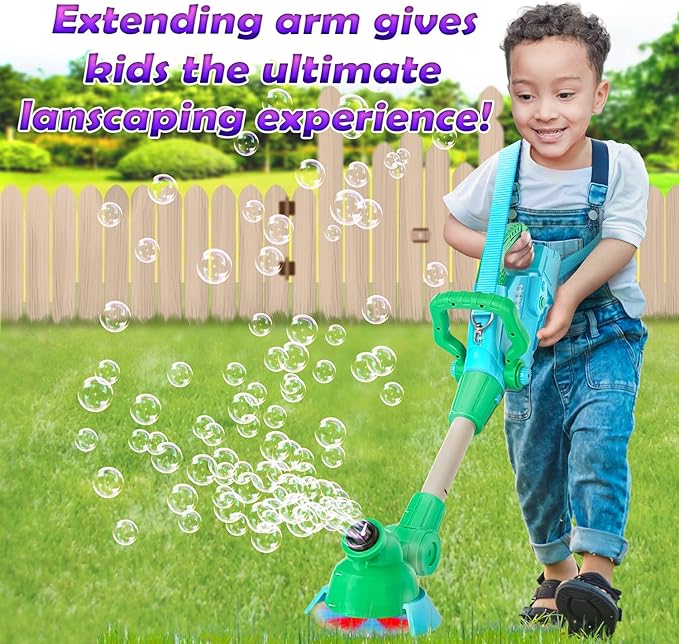 Weed Wacker Bubble Machine for Kids - Electronic Weed Eater Toy with Bubble Solution Included, Grass Trimmer Toy with Lights & Sounds, Outdoor Bubble Toy Gifts for Toddlers 3 4 5