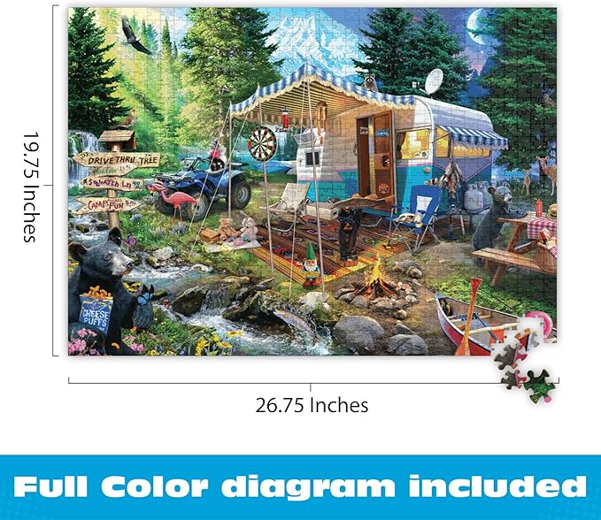 Buffalo Games - Mountain Retreat - Jeff Haynie - 1000 Piece Jigsaw Puzzle for Adults, Challenging and Colorful Camping Scene, Precision-Cut Pieces, Includes Full-Color Poster
