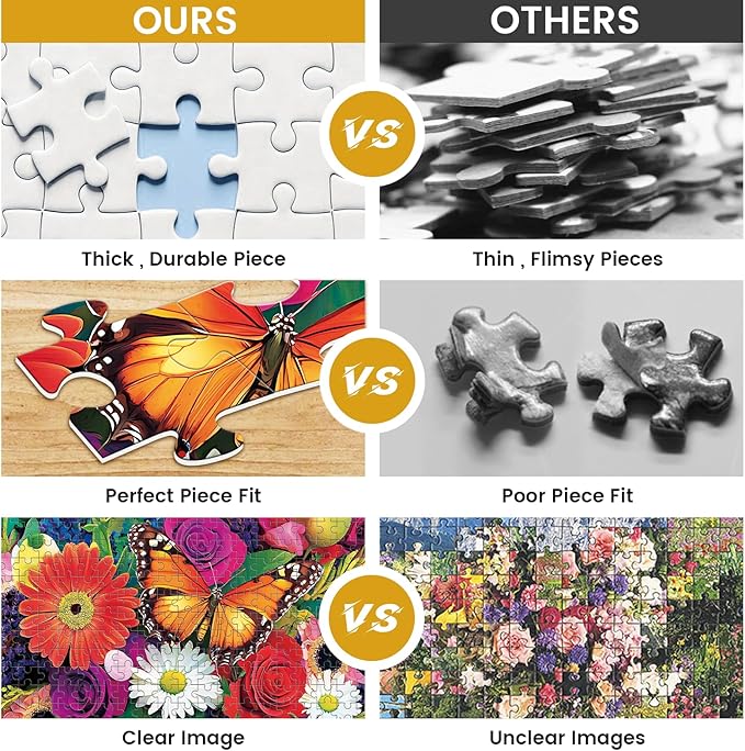 2-Pack 500 Pieces Puzzles for Adults, Flower Hummingbird Puzzles 500 Pieces Butterfly Jigsaw Puzzles for Adults, Birthday Party for Family, Game Nights Gifts