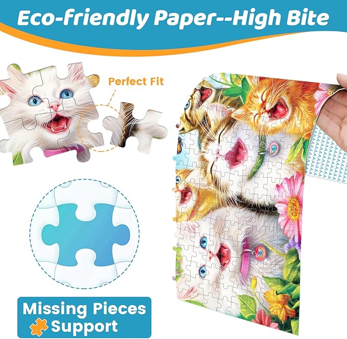 500 Piece Puzzles for Adults, Laughing Cats Large Piece Jigsaw Puzzle for Adults Seniors,Recycled Cardboard Puzzle 500 Piece,Family Activity Great Gift for Family Friends 20.5 * 15 in