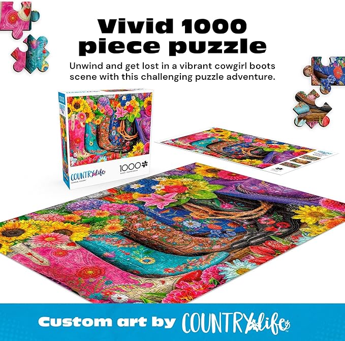 Buffalo Games - Cowgirl Colors - Lars Stewart - 1000 Piece Jigsaw Puzzle for Adults, Vibrant Floral Western Art, Challenging Puzzle for Game Nights, Finished Size 26.75 x 19.75, Made in the USA