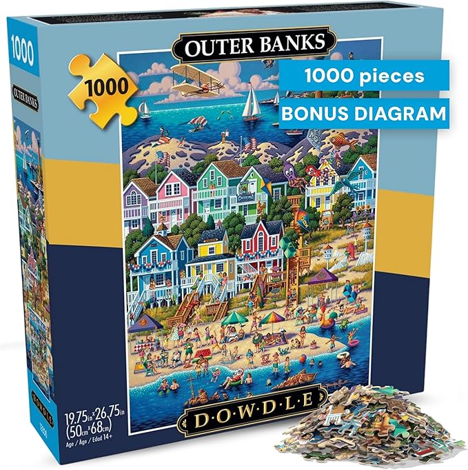 Buffalo Games - Dowdle's Outer Banks 1000 Piece Jigsaw Puzzle, Made in USA, Recycled Premium Board, Reference Diagram