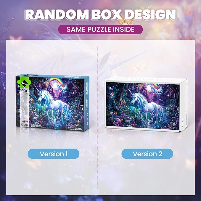 Puzzles for Adults 1000 Pieces, Glitter Unicorn 1000 Jigsaw Puzzle, Rainbow Forest Puzzle 1000 Pieces, Creative Games and Gifts Difficult Puzzle Home Decor Toy (27.5"x19.5"), 1:1 Poster