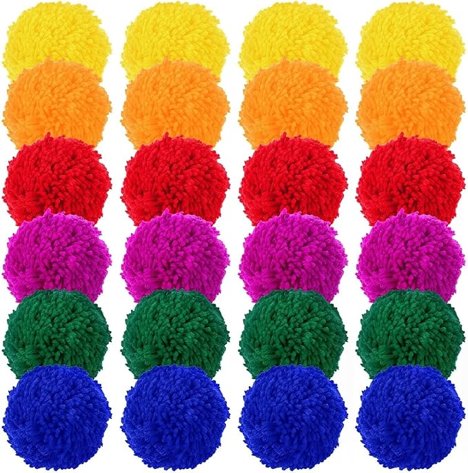 24 Pcs Kickballs Dodgeballs 4 Inches Soft Acrylic Yarn Dodgeballs Playground Balls Large Hand Ball Physical Education Equipment for Kids Adults Handball Outdoor Game Indoor Play, 6 Colors