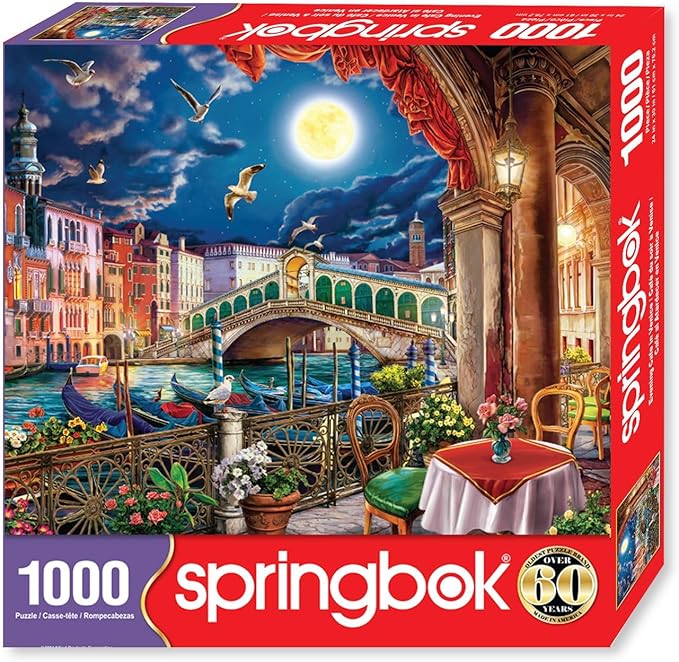 Springbok's Evening Cafe in Venice 1000 Piece Puzzle for Adults- Wonderful Travel Themed Puzzle to Challenge You