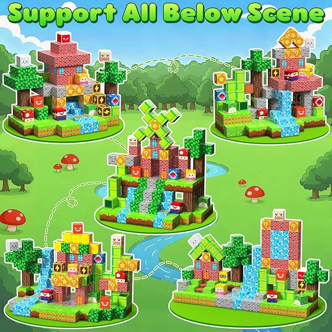 Magnetic Blocks, 100PCS Magnetic Building Blocks, Stacking Magnetic for Kids, Sensory Toy for STEM Constructions Magnetic Blocks for Boys Girls Age 3+, Holiday Birthday Gifts