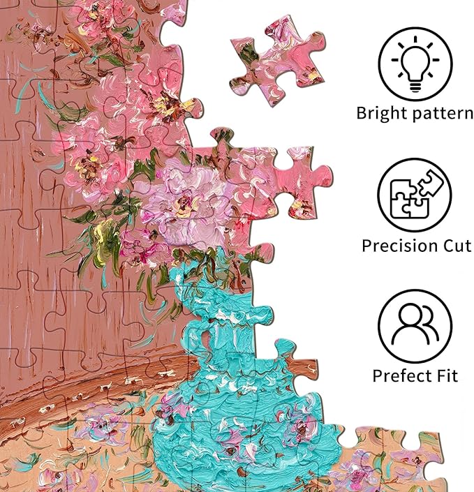 Puzzles for Adults 500 Pieces, Jigsaw Puzzle for Adults, Fun Challenging Family Puzzle, Vase with Fresh Flowers Puzzles, Interlock Perfectly No Dust, Gifts for Easter Parents Father's Day