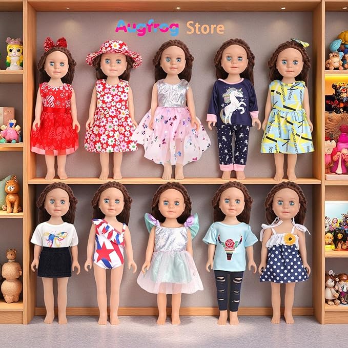 10 Sets of 18 Inch American Doll Clothes, Including 10 of Doll Clothing Dress Outfits for American Dolls, Birthday Gifts for Kids