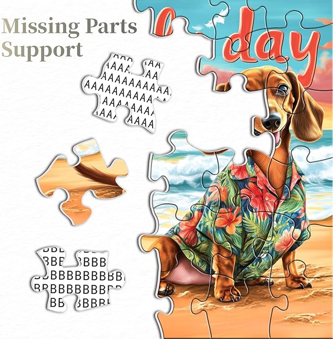 Beach Dachshund Puzzles for Adults 1000 Pieces, Cute Dog Animal Jigsaw Puzzles, Funny Seaside Puppy Art Puzzle as Home Wall Art