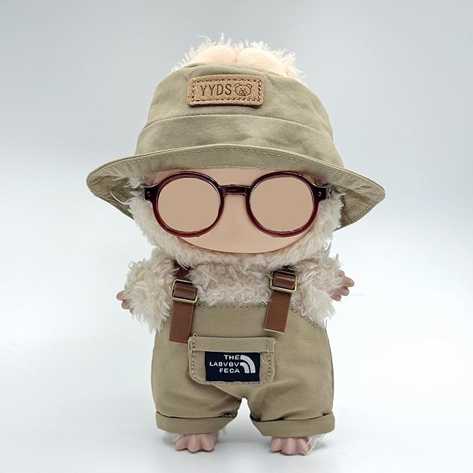17cm Doll Clothes Set (NO Doll) 6.7inch Doll Accessories Overalls Hat Glasses Dress up Stylish Outdoor Stylish Cute