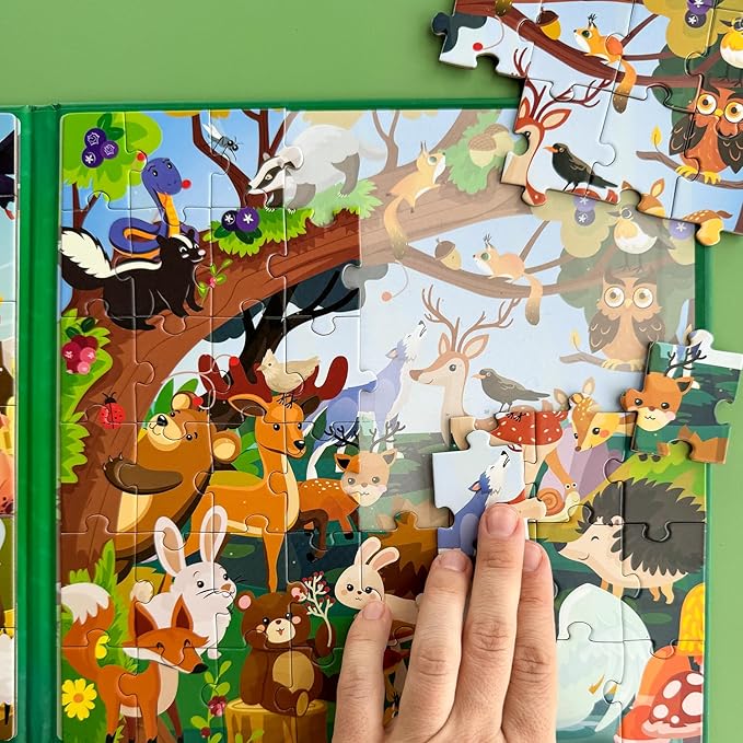 QUOKKA Magnetic Puzzles for Toddlers 2-4 – 2x48 Pieces Travel Games for Kids Ages 3-5 – Forest & Farm Animals Magnetic Puzzles for Kids Ages 4-8 – Educational Puzzle Gift Toy for Boys and Girls
