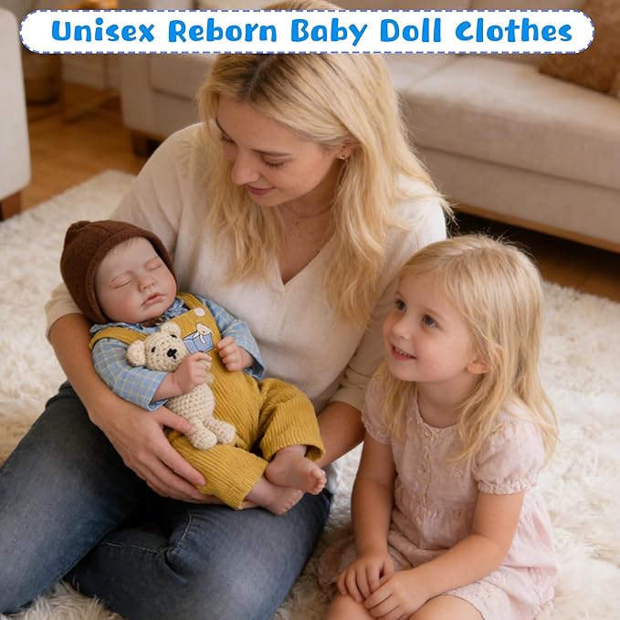 EKOKIZ Reborn Baby Dolls Clothes Baby Boy Clothes Perfectly Cute Newborn Dolls Outfits 17-20 Inches Doll Accessories fit Reborn Doll Newborn Boy