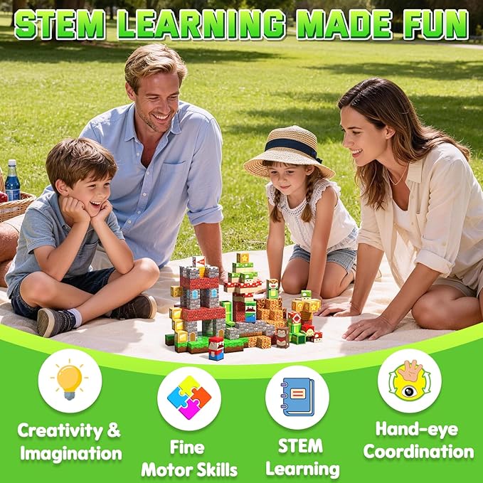 Magnetic Blocks, 100PCS Magnetic Building Blocks, Stacking Magnetic for Kids, Sensory Toy for STEM Constructions Magnetic Blocks for Boys Girls Age 3+, Holiday Birthday Gifts