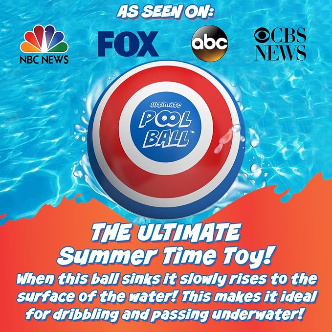 Activ Life Ultimate Pool Ball - Water-Fillable Underwater Ball - Passing, Dribbling & Diving - Fun Swimming Pool Toys for Kids & Adults - Summer Gifts & Beach Games for Family - Blue/Red, 6"